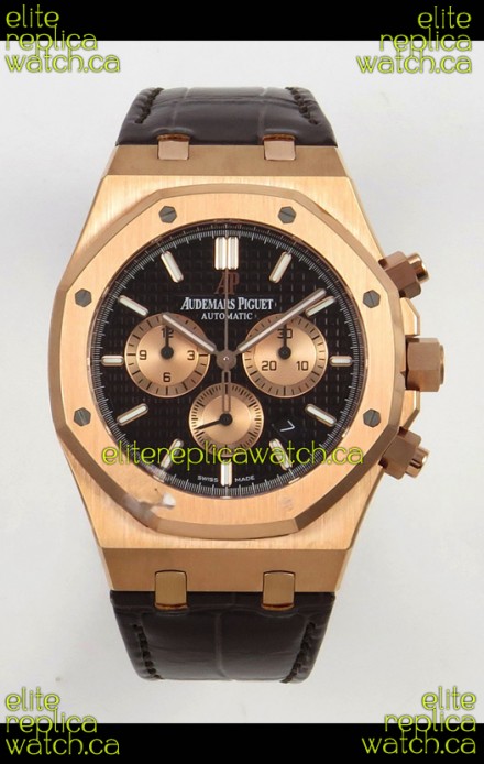 Royal Oak Chrono 26331 Rose Gold Black Dial Super Clone Watch 