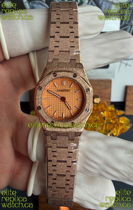 Royal Oak 67630OR Frosted Mini 23MM Rose Gold Super Clone Watch 