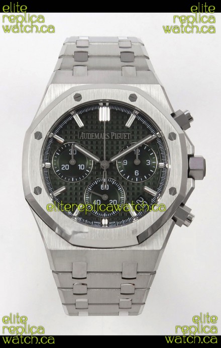 Royal Oak Chrono 26240 Green Dial FREE SPRUNG MVMNT Steel Caing Super Clone Watch 