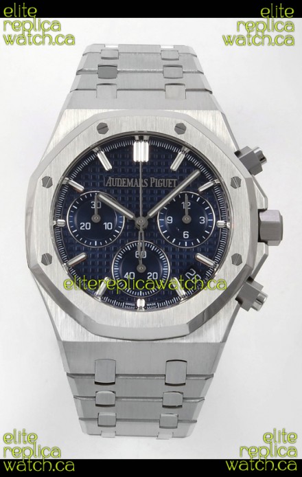 Royal Oak Chrono 26240 Blue Dial FREE SPRUNG MVMNT Steel Caing Super Clone Watch 