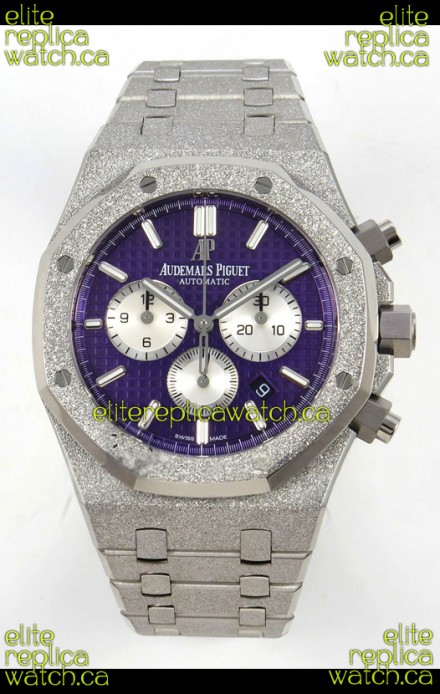 Royal Oak Chrono 26331 Frosted White Gold Purple Dial Super Clone Watch 