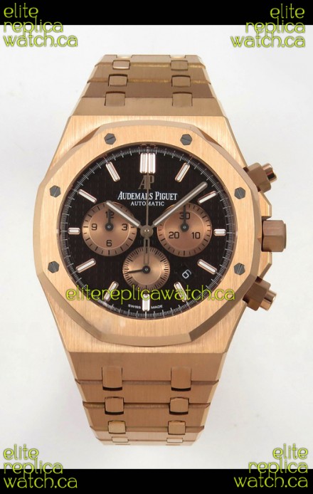 Royal Oak Chrono 26331 Rose Gold Brown Dial Super Clone Watch 