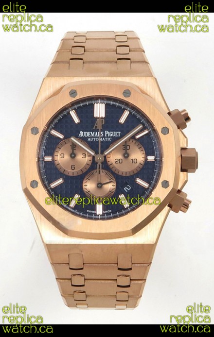 Royal Oak Chrono 26331 Rose Gold Blue Dial Super Clone Watch 