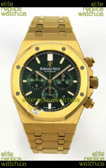 Royal Oak Chrono 26331 Yellow Gold Green Dial Super Clone Watch 