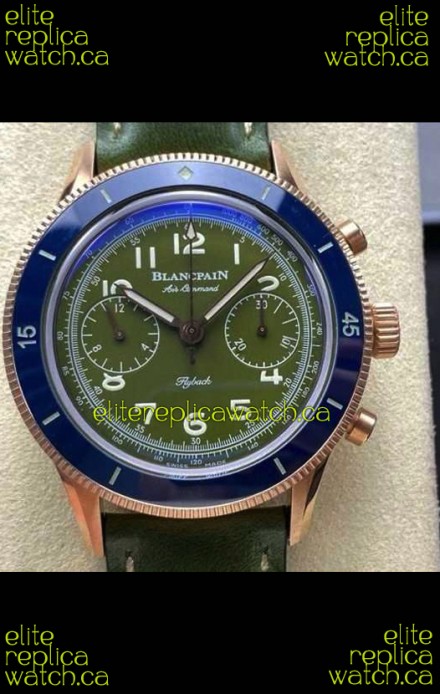 Blancpain Air Command Rose Gold Casing Blue Bezel Super Clone Watch 