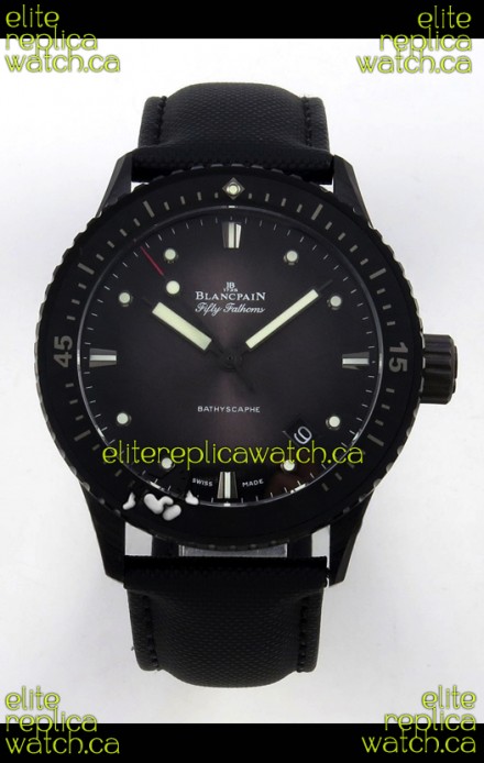 Blancpain Fifty Fathoms Ceramic Case Leather Strap Grey Dial Super Clone Watch 
