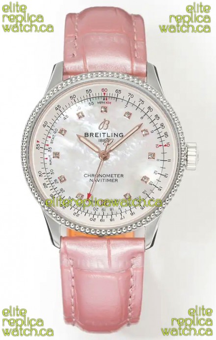 Navitimer Automatic 36 Pearl Dial Steel Casing Super Clone Watch 
