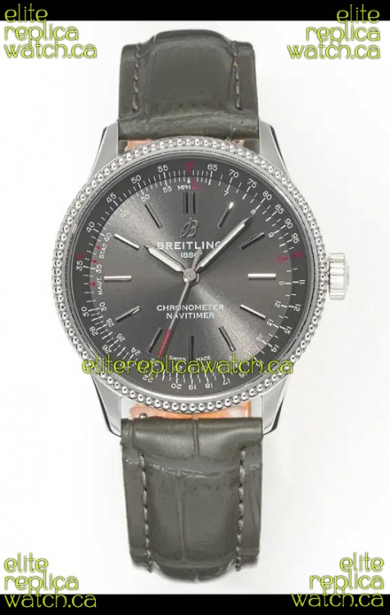 Navitimer Automatic 36 Grey Dial Steel Casing Super Clone Watch 