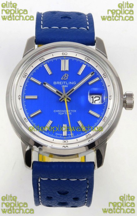 Top Time B31 38mm Blue Dial Yellow Seconds Hands Super Clone Watch 