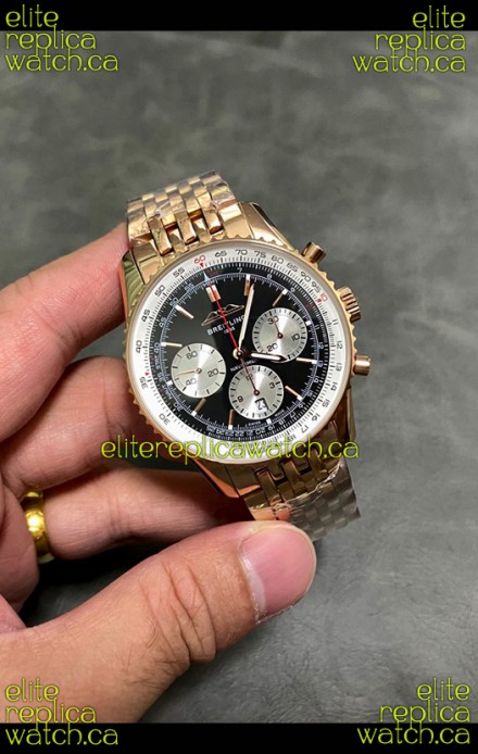 Breitling Navitimer B01 43MM Rose Gold Black Dial Super Clone Watch 