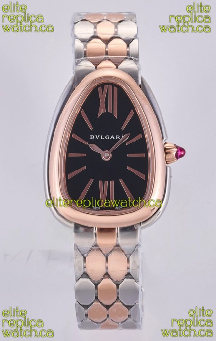 Serpenti Seduttori Black Dial Two Tone Rose Gold Casing Super Clone Watch