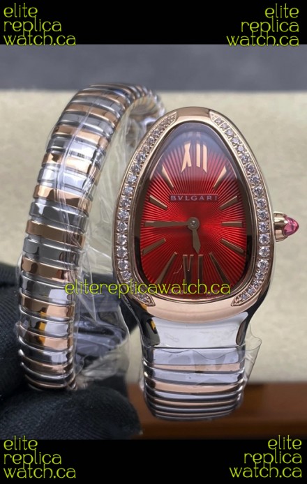 Serpenti Two Tone Red Dial Super Clone Watch