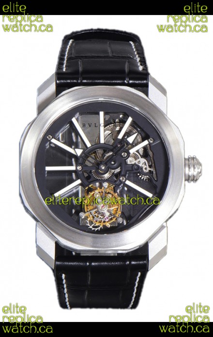 Bvlgari Octo Roma Titanium Watch in White Hour Markers Super Clone Watch 