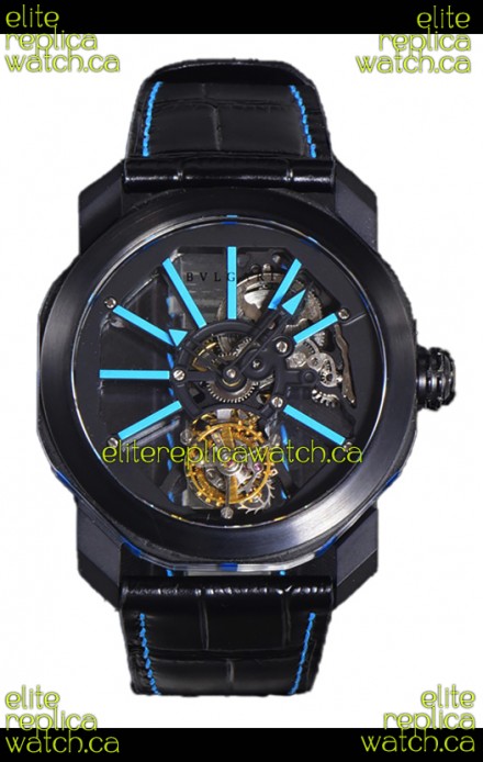 Bvlgari Octo Roma PVD Titanium Watch in Blue Hour Markers Super Clone Watch 
