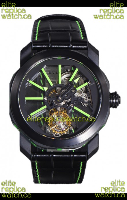 Bvlgari Octo Roma PVD Titanium Watch in Green Hour Markers Super Clone Watch 
