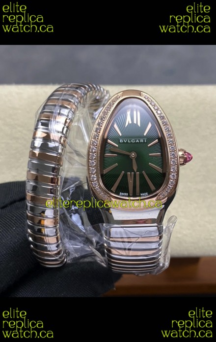 Serpenti Two Tone Green Dial Super Clone Replica Watch