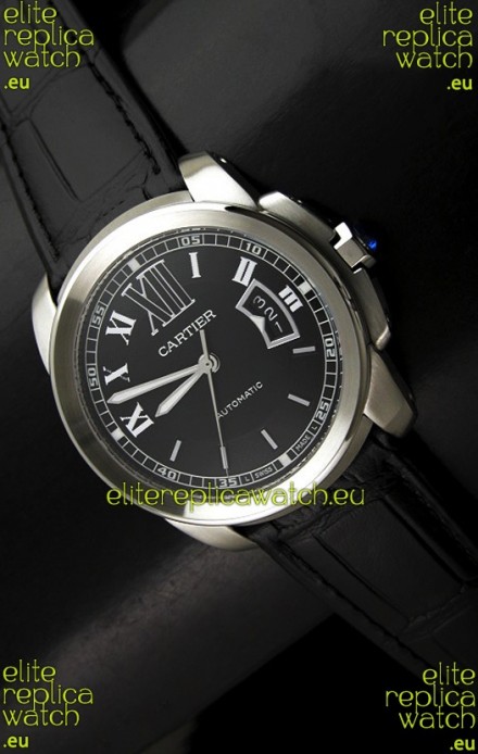 Cartier Calibre de Cartier Swiss Replica Automatic Watch in Black Dial