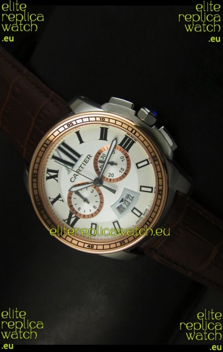 Calibre De Cartier Chronograph Japanese Replica Watch in Two Tone