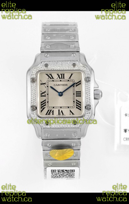 Cartier Santos Swiss Quartz 27MM Steel Dial Super Clone Watch