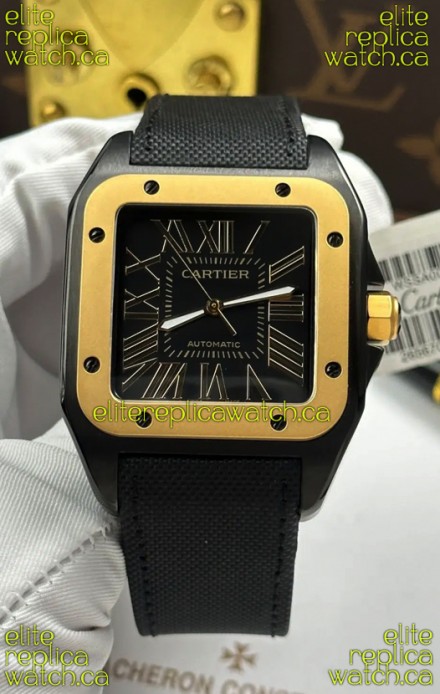 Santos De Cartier in Black Dial PVD MLF Coating Super Clone Watch