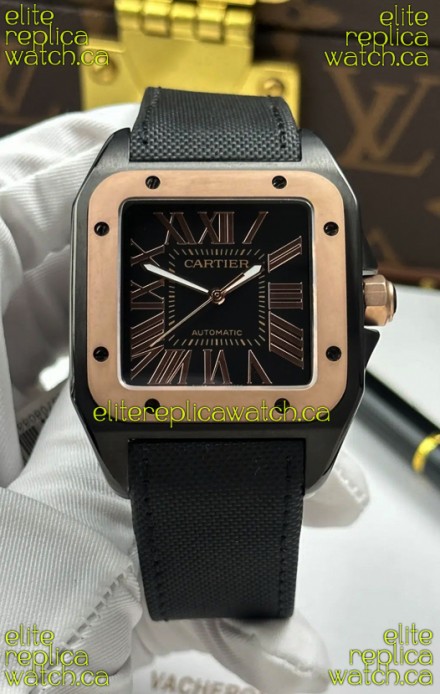 Santos De Cartier in Black Dial PVD MLF Coating Super Clone Watch
