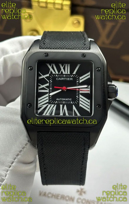 Santos De Cartier in Black Dial PVD MLF Coating Super Clone Watch