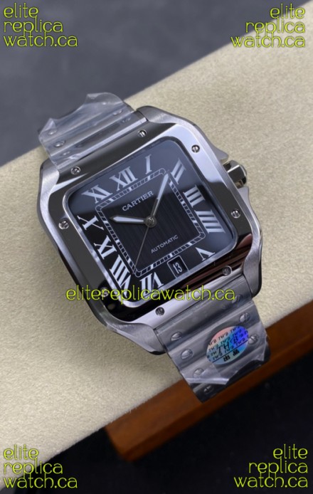 Cartier Santos De Cartier 904L Steel Black Dial Super Clone Replica 40MM Watch
