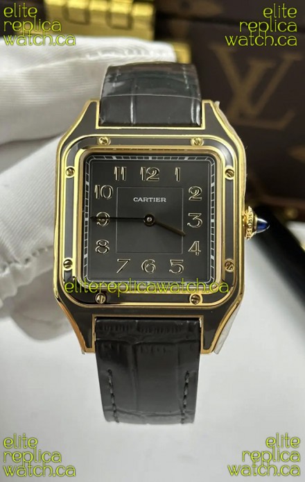 Santos Dumont 31MM Yellow Gold Taupe Grey Dial Super Clone Watch 