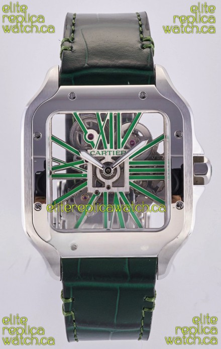 Santos De Cartier Super Clone Watch in Skeleton Dial Steel Case