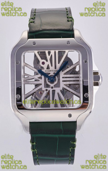 Santos De Cartier Super Clone Watch in Skeleton Dial Steel Case