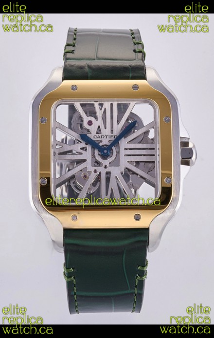 Santos De Cartier Super Clone Watch in Skeleton Dial Two Tone Case