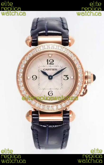 Pasha De Cartier Rose Gold Casing Watch 30MM Super Clone Watch 