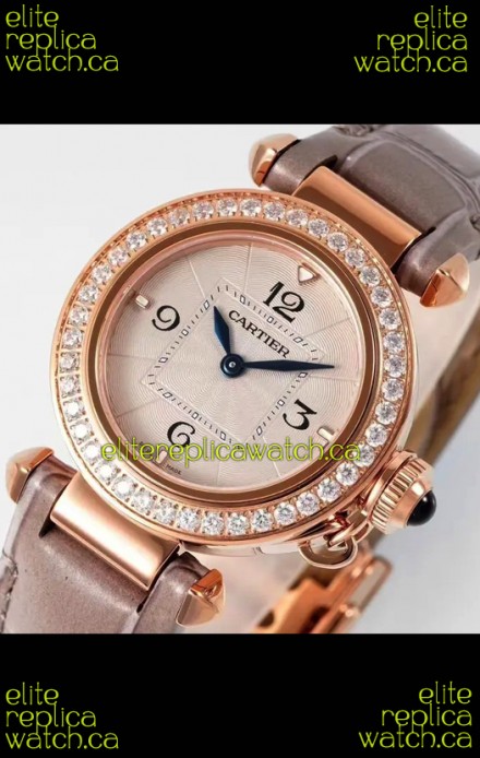 Pasha De Cartier Rose Gold Casing Watch 30MM Super Clone Watch 