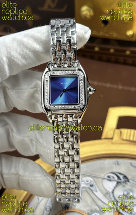 Cartier Panthere 22MM Steel Casing in Blue Dial Super Clone Watch 