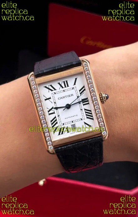 Cartier Tank Solo Swiss Automatic 31MM Rose Gold Diamonds Super Clone Watch 