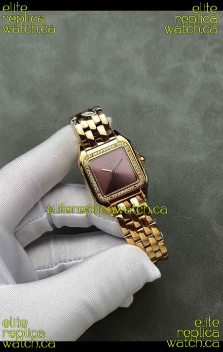PANTHERE de Cartier 27MM Red Dial Diamonds Super Clone Watch 
