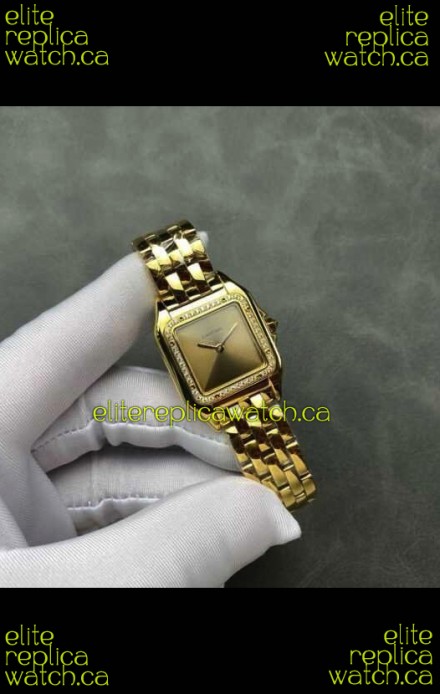 PANTHERE de Cartier 27MM Gold Diamonds Dial Super Clone Watch 