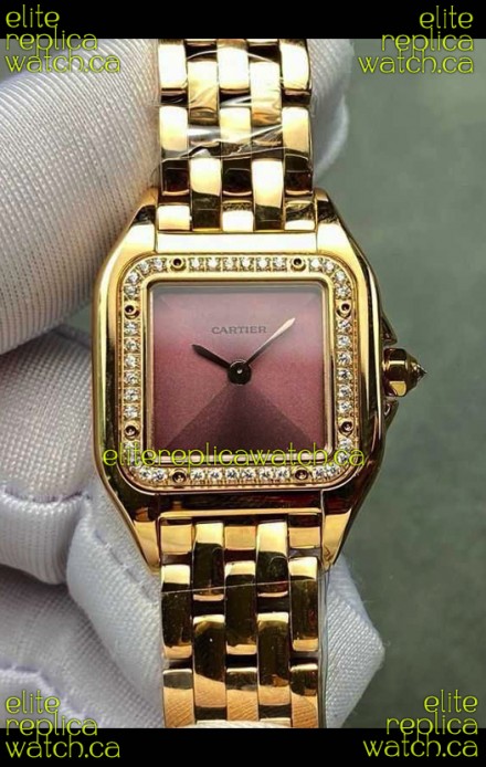 PANTHERE de Cartier 22MM Red Dial Diamonds Super Clone Watch 
