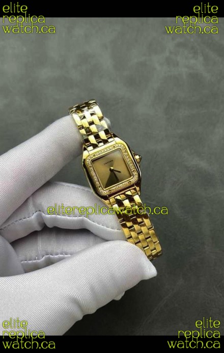PANTHERE de Cartier 22MM Gold Dial Diamonds Super Clone Watch 