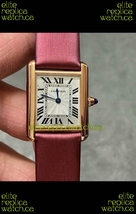 Cartier Tank Louis 22MM Swiss Quartz Movement Pink Strap Gold Case