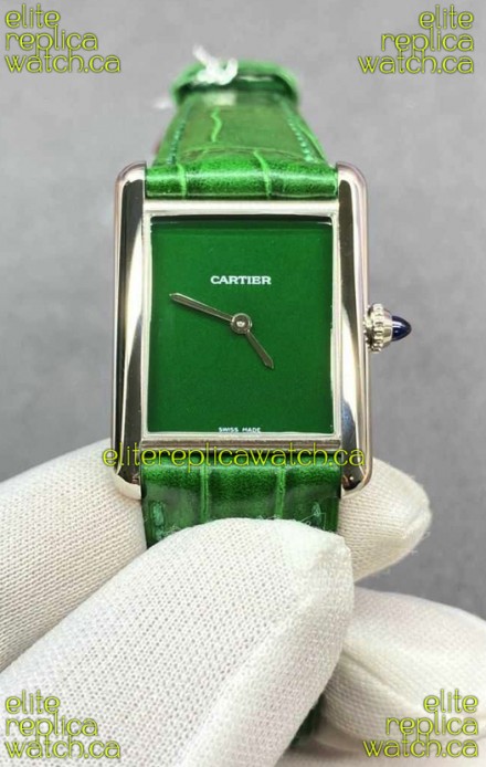 Cartier Tank Louis 25MM Swiss Quartz Green Dial Watch 