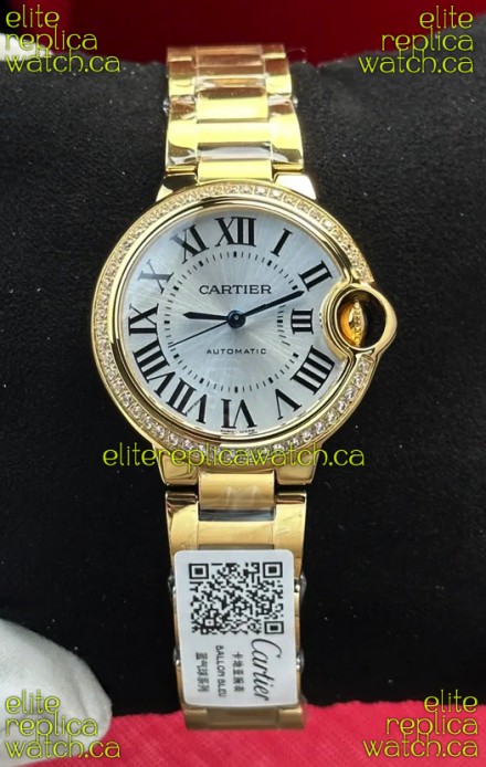 Ballon De Cartier Automatic 33MM Yellow Gold Super Clone Watch 