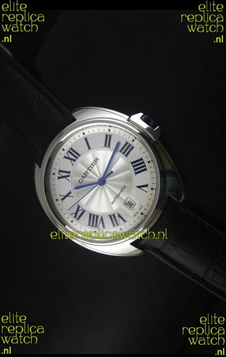 Cle De Cartier Watch 40MM Steel Case with Leather Steap - 1:1 Mirror Replica Watch