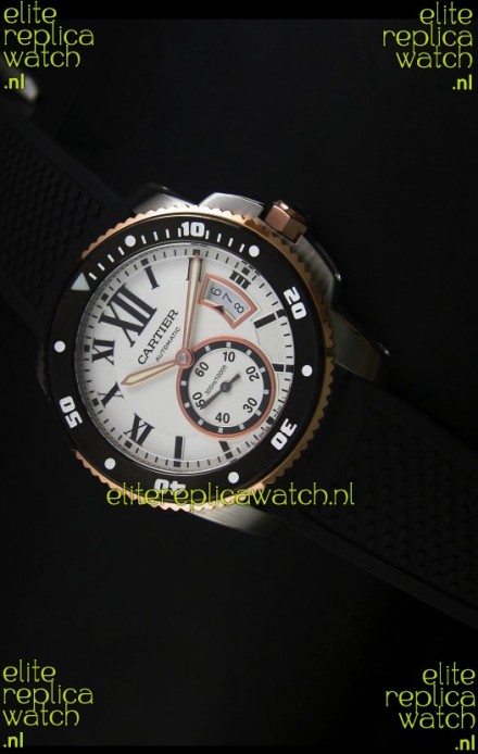 Calibre De Cartier Watch 42MM White Dial Two Tone Case - 1:1 Mirror Replica Watch
