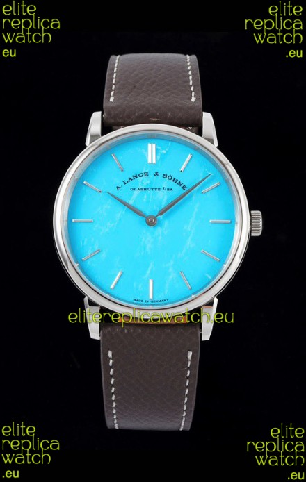 A.Lange & Sohne Saxonia Thin Swiss Replica Watch Steel Case Tiffany Blue Dial