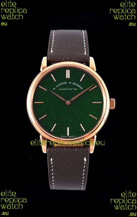 A.Lange & Sohne Saxonia Thin Swiss Replica Watch Rose Gold Case Green Starry Dial