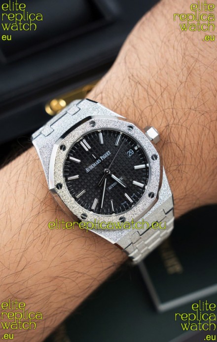 Audemars Piguet Super Clone 15454BC Royal Oak Frosted 37MM Watch in Black Dial