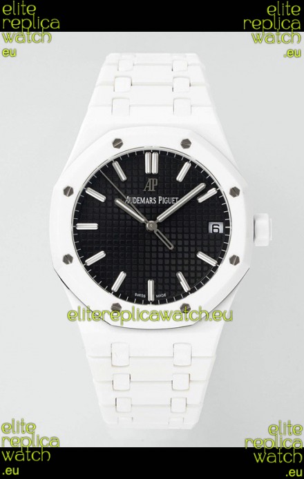 Audemars Piguet Royal Oak 15500 White Ceramic Super Clone Black Dial Watch 