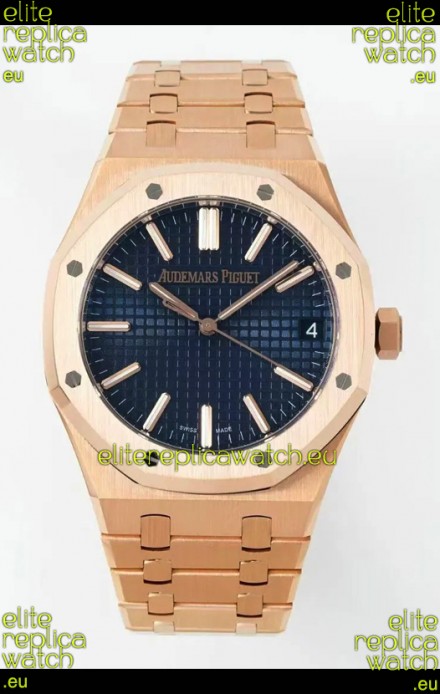 Audemars Piguet Royal Oak 15510OR 41MM Rose Gold Blue Dial Super Clone Replica Watch