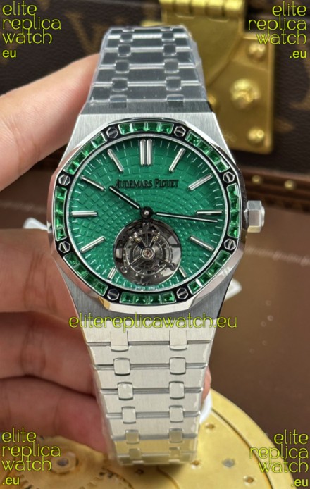 Audemars Piguet Super Clone Royal Oak Flying Tourbillon 41mm Green Dial Watch 